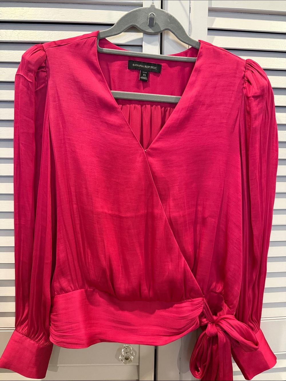 Banana Republic Hot Pink Wrap-Style Blouse